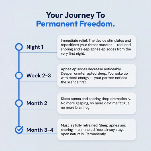 SleepEase Pro product journey timeline shown on page