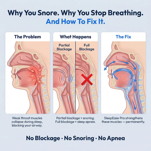 Educational airway narrowing and snoring illustration